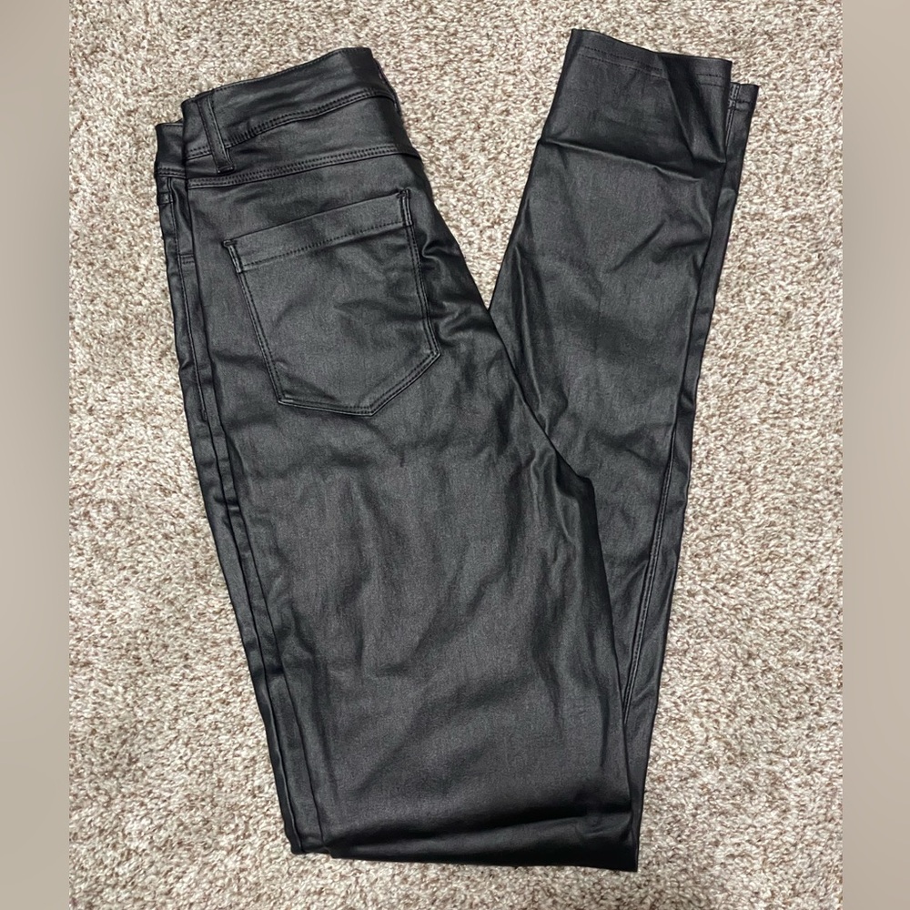 Black Faux Leather High Waisted Skinny Pants